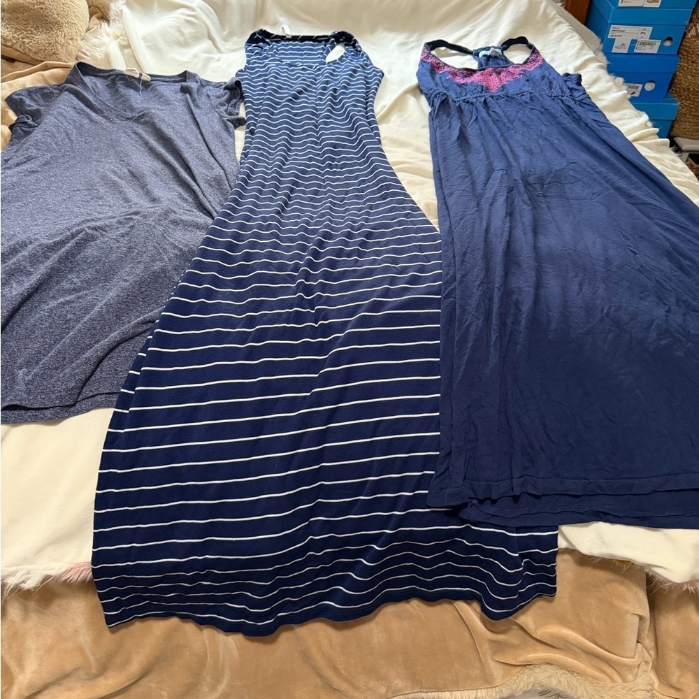 Lot of 3 Blue Maternity Dresses XS Old Navy Gap XS/S